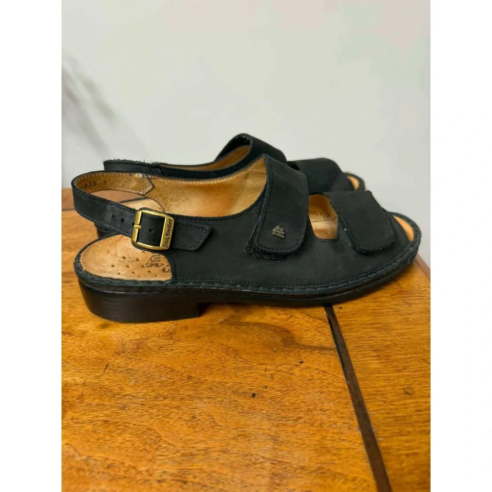Finn Comfort Women's 6.5 UK 9 US Black Leather Slingback Sandals Made in Germany